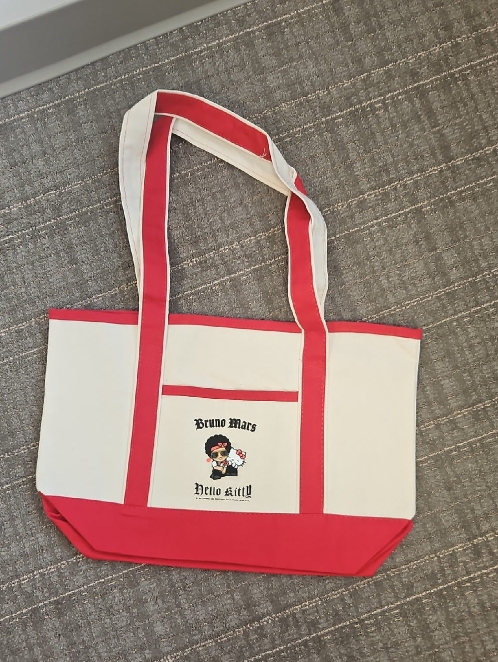 Bruno Mars x Hello Kitty Red & White Canvas Tote Bag NEW